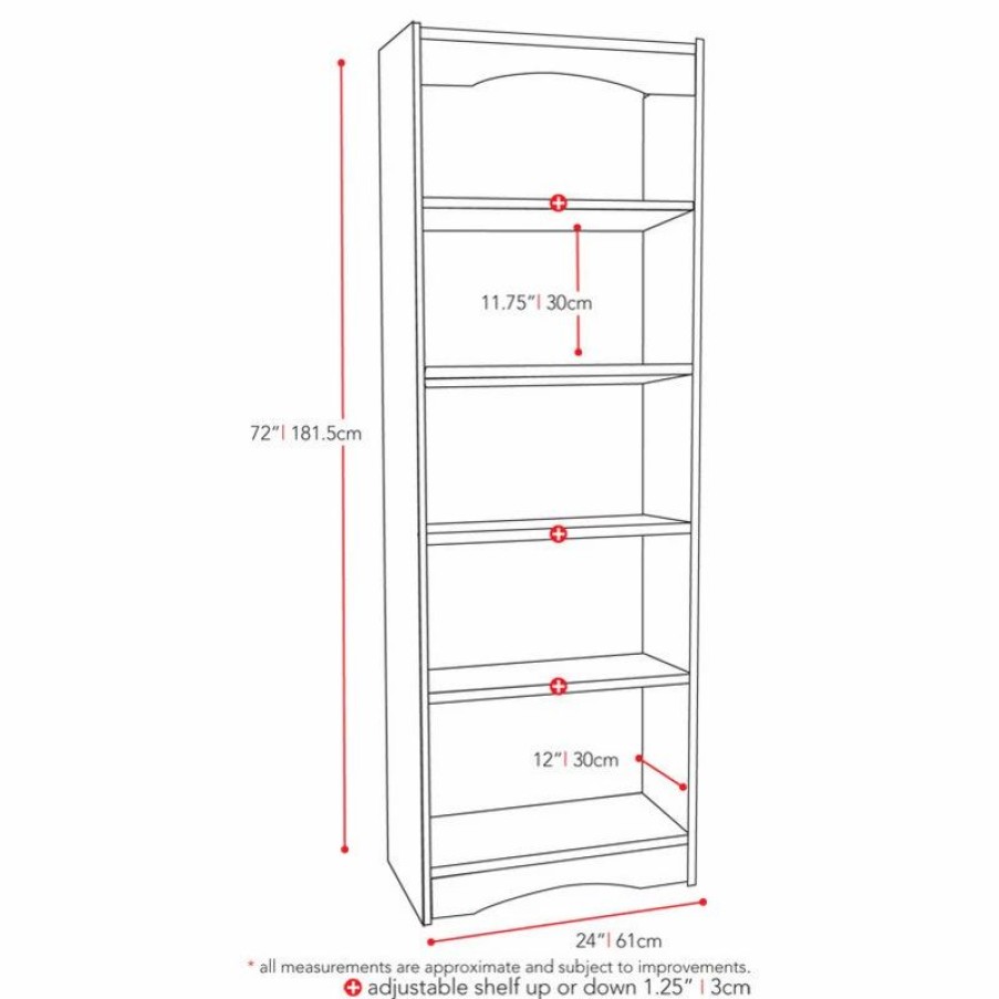 Shelving * | Corliving Distribution Llc Sonax Hawthorn Tall Bookcase, Midnight Black, 72