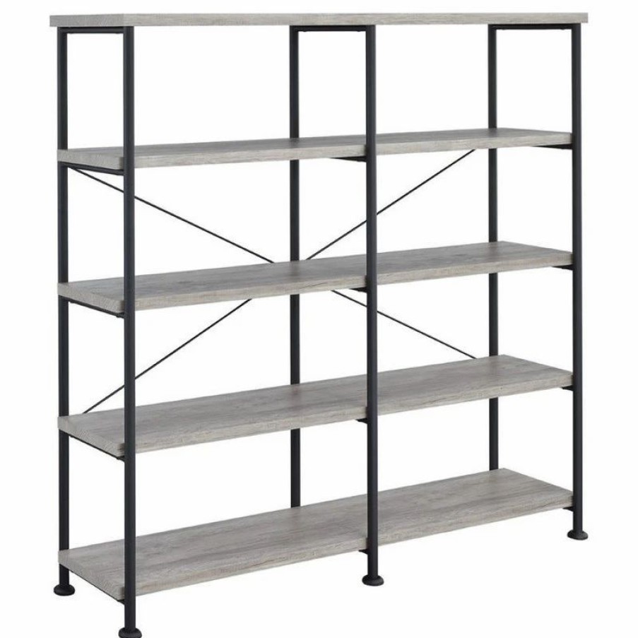 Shelving * | Coaster Home Furnishings Coaster Guthrie 4 Shelf Country Rustic Wooden Bookcase In Gray Driftwood