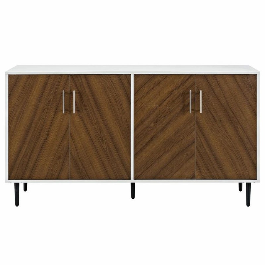 Buffets & Sideboards * | Delacora We-Bdu58Hpbm Retro Modern 58 W Buffet Sideboard Credenza White With