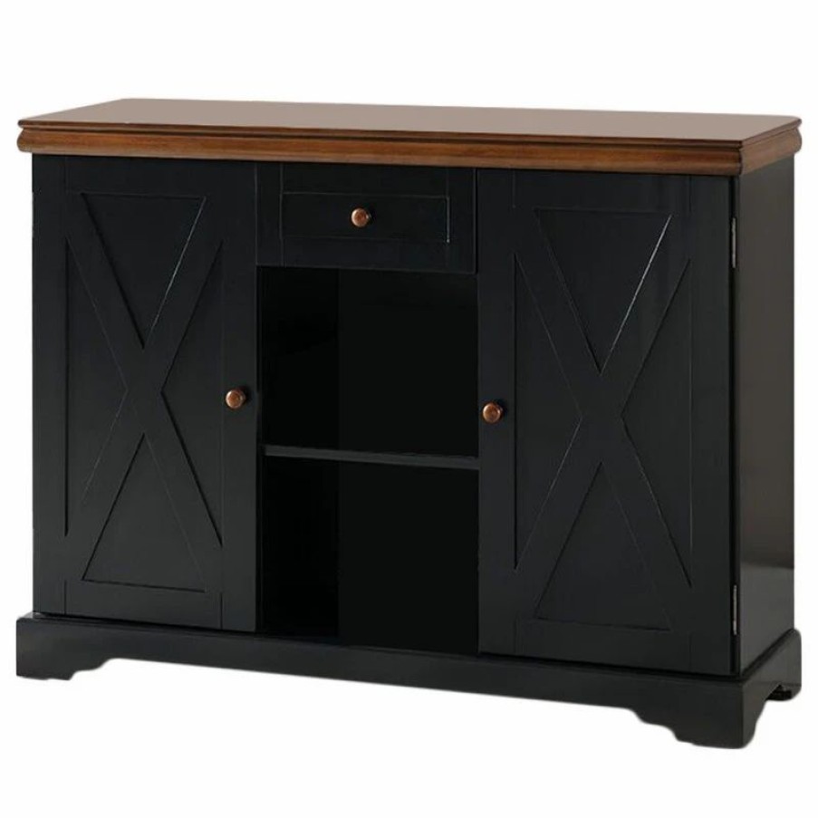 Buffets & Sideboards * | Pilaster Designs Hilo Sideboard Buffet Server Cabinet With Storage, Black