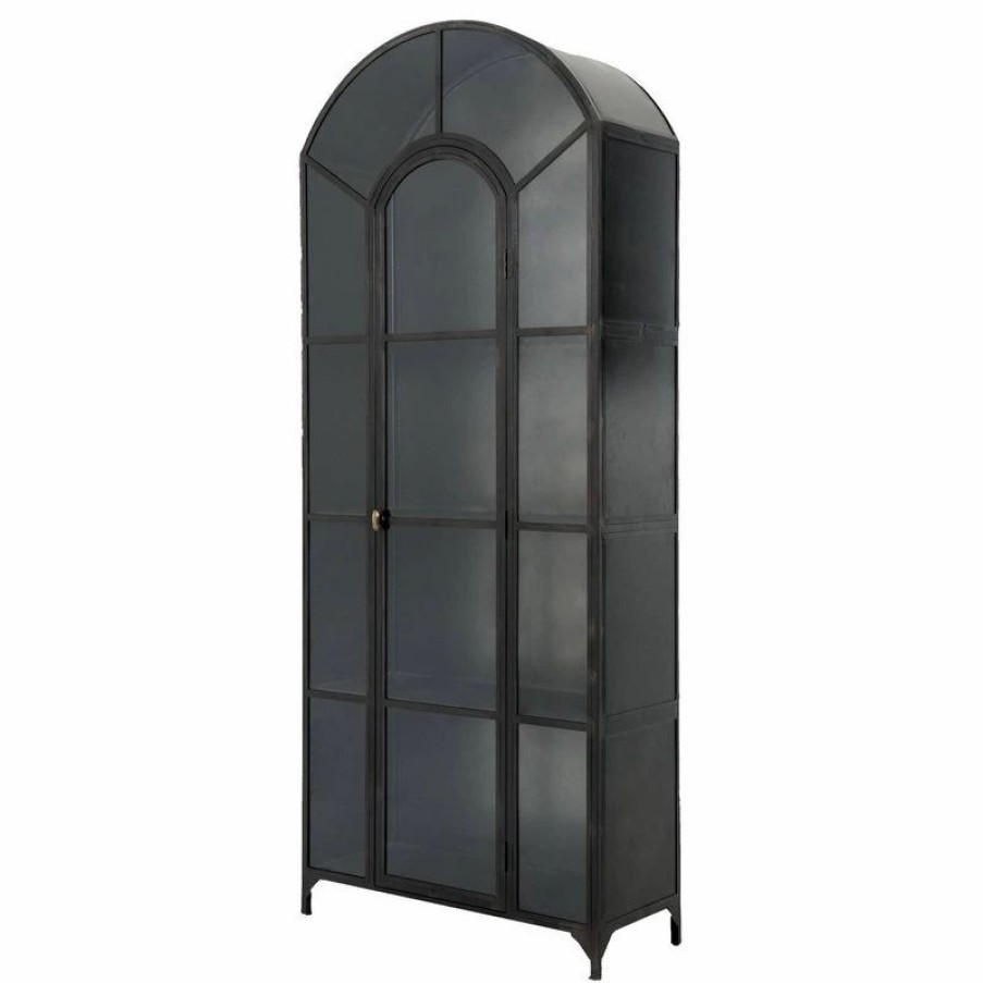 China Cabinets & Hutches * | Zin Home Shadow Box Industrial Curio Cabinet With Doors