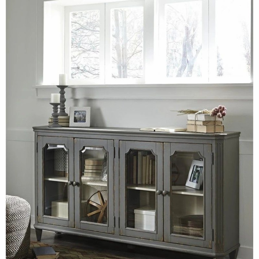 Buffets & Sideboards * | Ashley Furniture Industries Mirimyn Door Accent Cabinet In Antique Gray T505-662