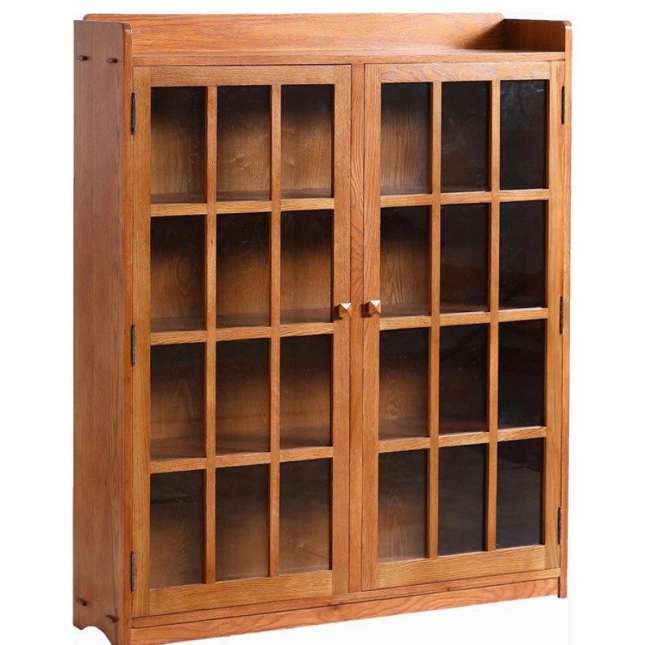 Shelving * | Crafters And Weavers Mission Oak 2 Door Bookcase With Glass Doors Michael'S Cherry