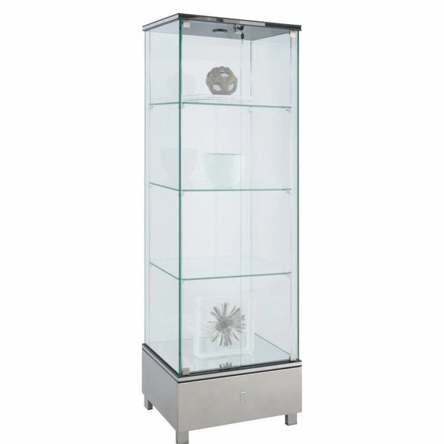 China Cabinets & Hutches * | Chintaly Imports Glass Curio, Stainless Steel