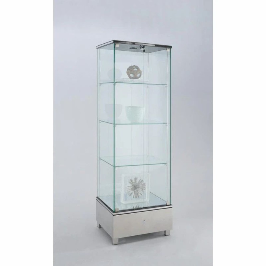 China Cabinets & Hutches * | Chintaly Imports Glass Curio, Stainless Steel