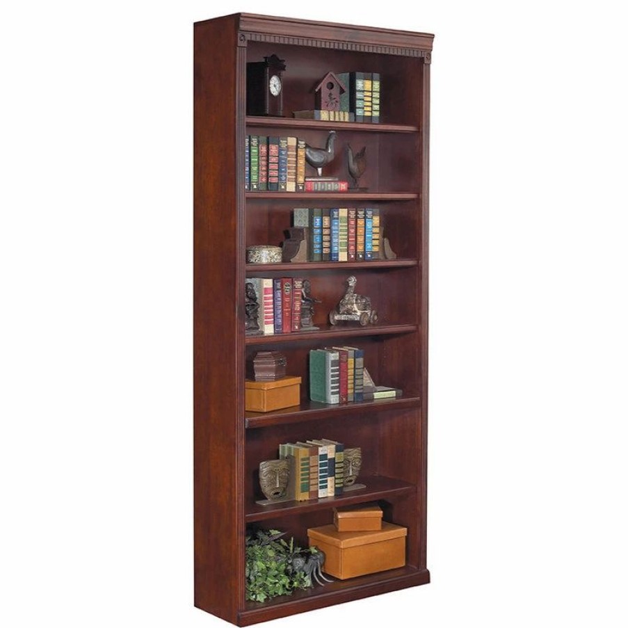 Shelving * | Martin Furniture Huntington Club 7 Shelf Wood Bookcase In Vibrant Cherry