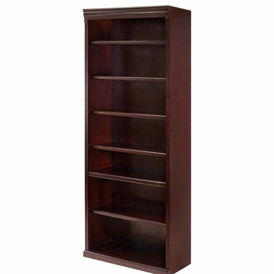 Shelving * | Martin Furniture Huntington Club 7 Shelf Wood Bookcase In Vibrant Cherry