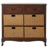 Accent Chests & Cabinets * | Zimlay Traditional Wooden Chest With Woven Seagrass Baskets 96379