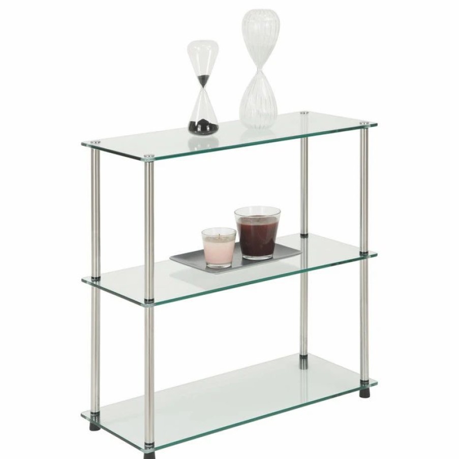 Shelving * | Convenience Concepts Designs2Go Classic Glass 3 Shelf Bookshelf R2-160