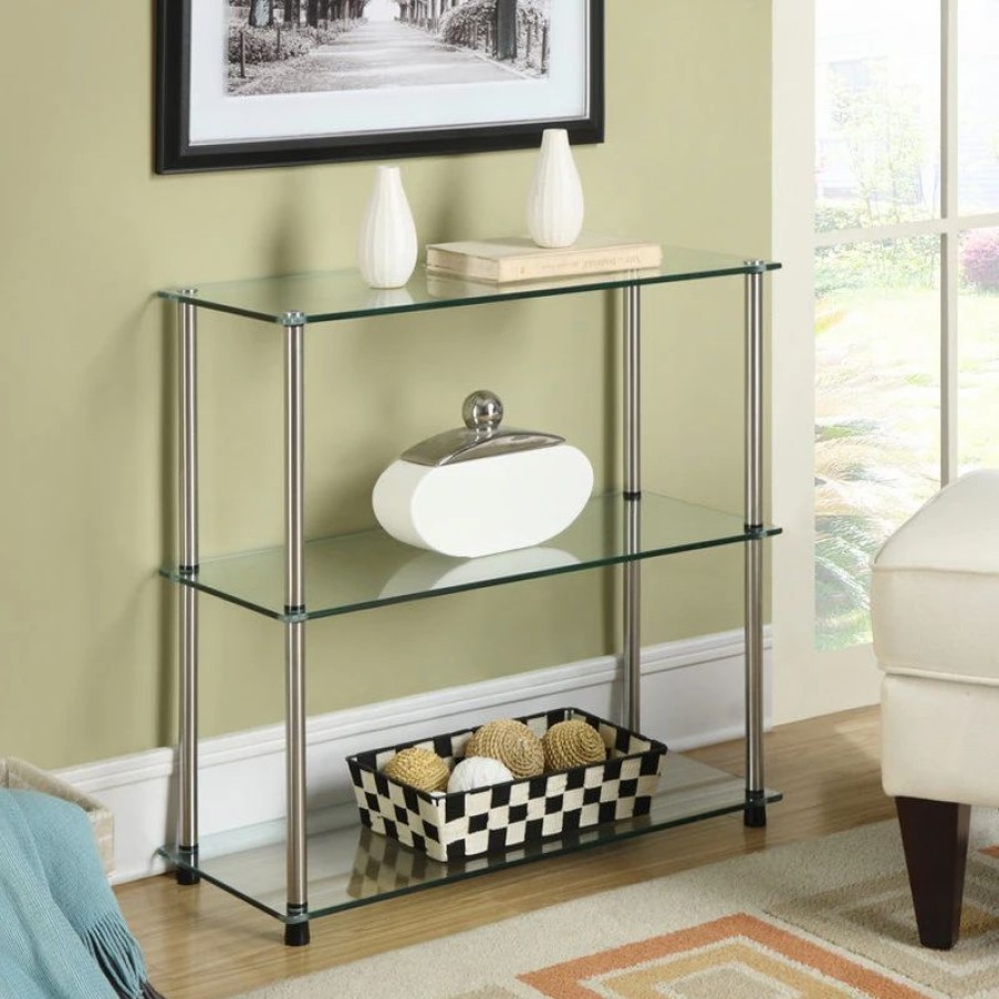 Shelving * | Convenience Concepts Designs2Go Classic Glass 3 Shelf Bookshelf R2-160