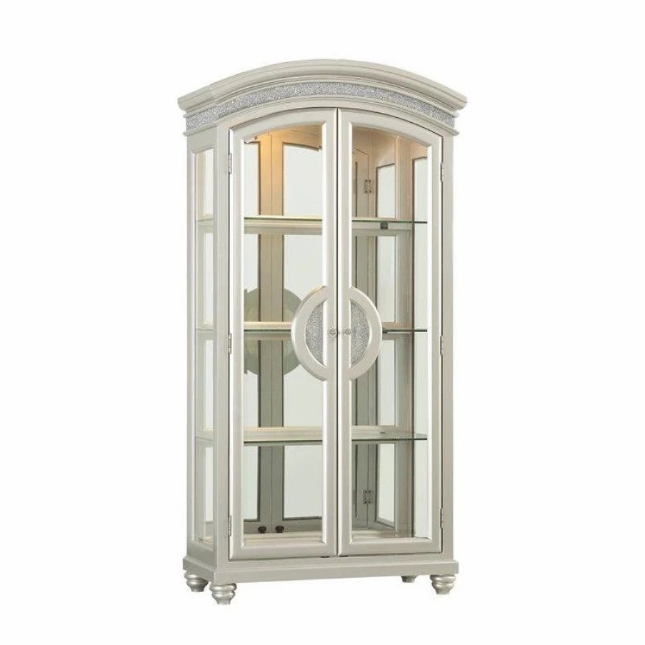 China Cabinets & Hutches * | Acme Furniture Acme Curio With Platinum Finish 61806