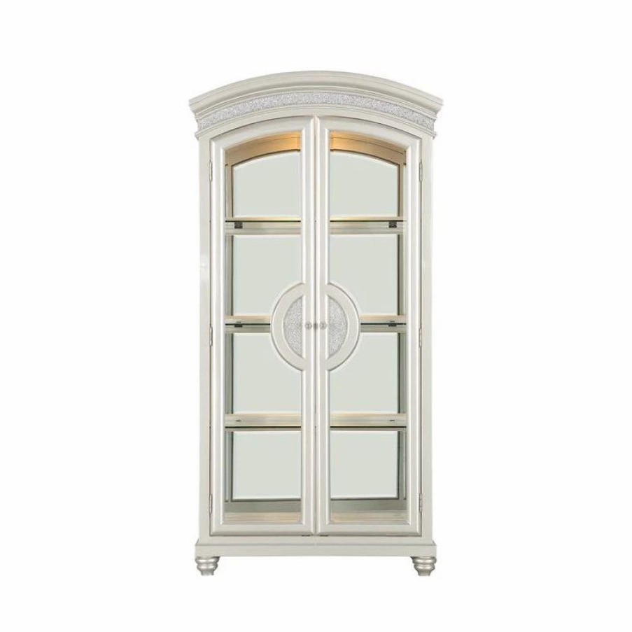 China Cabinets & Hutches * | Acme Furniture Acme Curio With Platinum Finish 61806