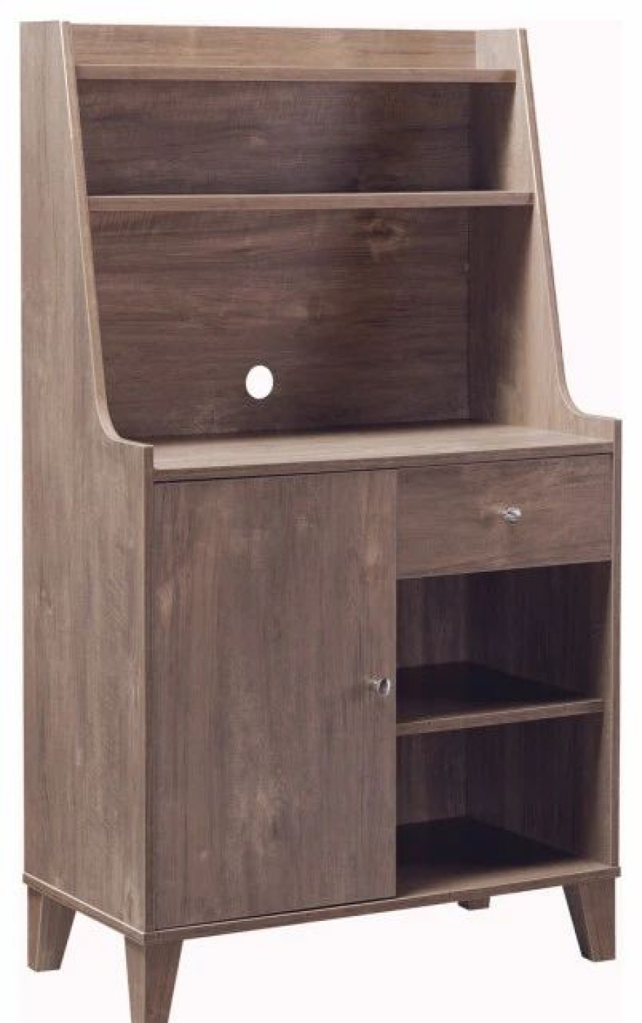 Shelving * | Benjara Wooden 1 Door Bakers Cabinet With 2 Top Shelves And 1 Drawer, Brown