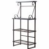 Shelving * | Pilaster Designs Kalamazoo 4 Tier Free Standing Kitchen Bakers Rack, Pewter Metal/Black Wood