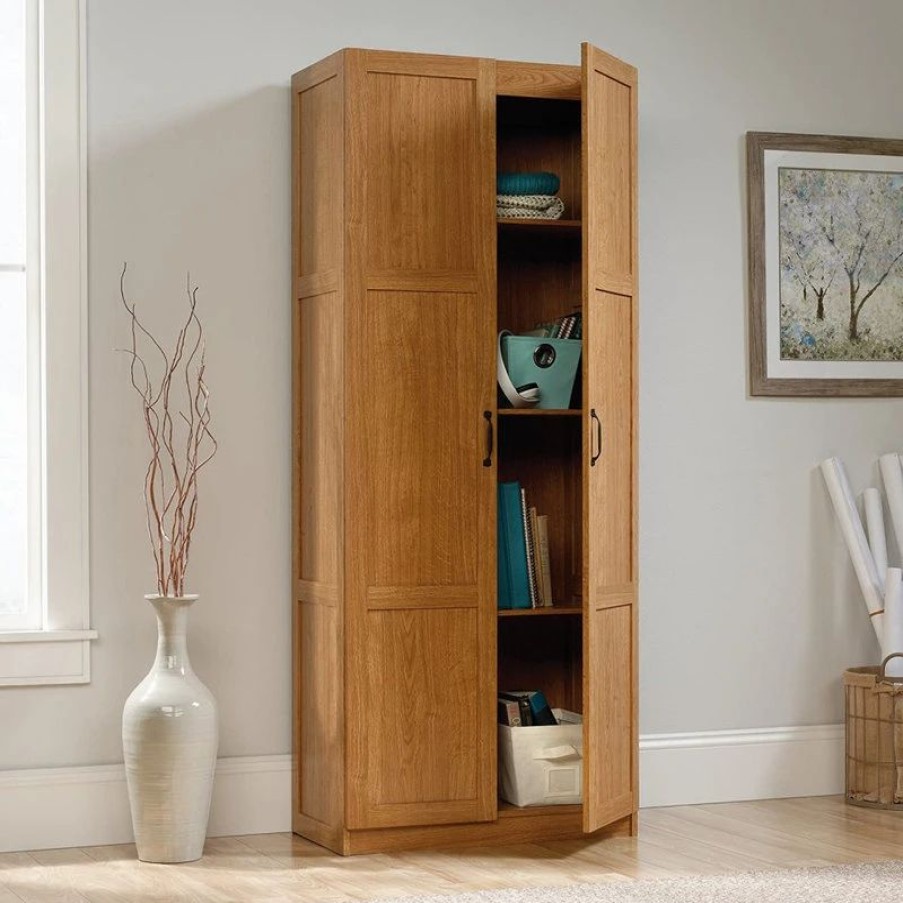 China Cabinets & Hutches * | Anzy Storage Cabinet And Highland Oak Finish