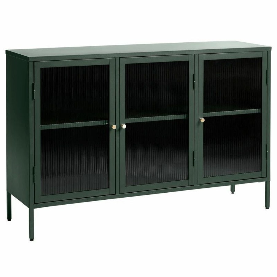 Buffets & Sideboards * | Unique Furniture Metal & Glass 3-Door Sideboard, Green