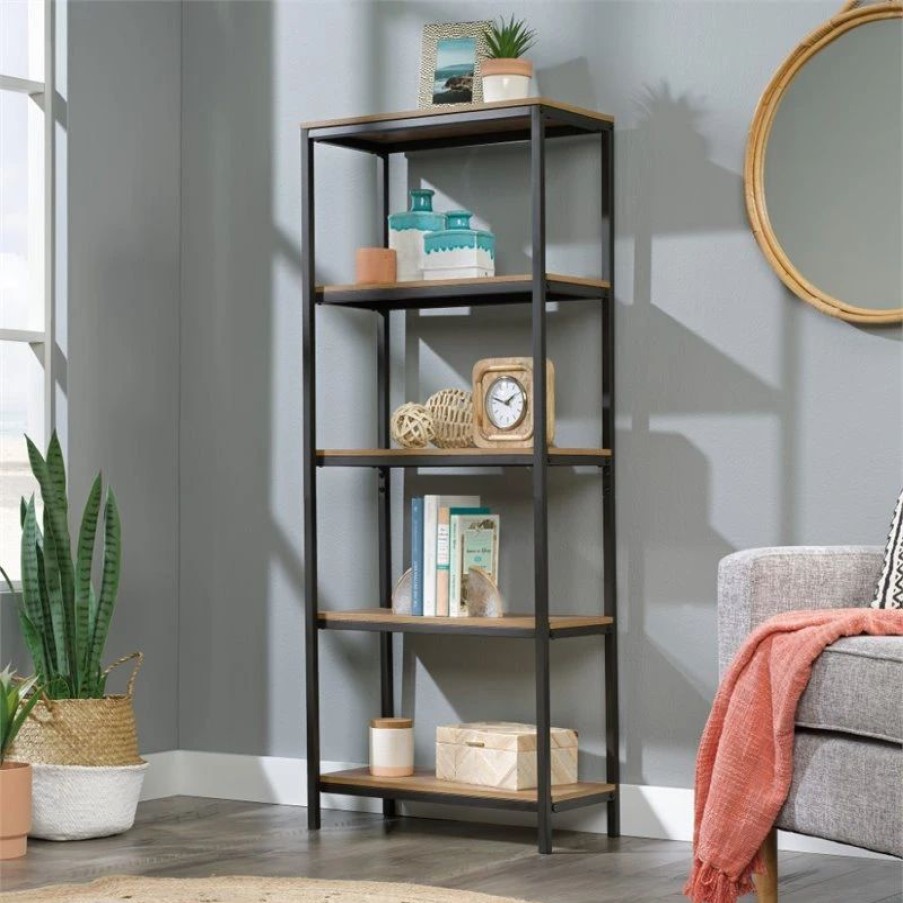 Shelving * | Sauder North Avenue Engineered Wood/Metal Bookcase In Sindoori Mango