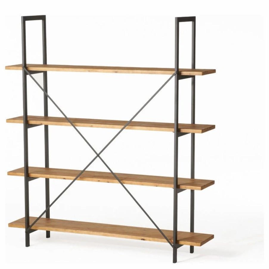 Shelving * | Gdfstudio Elizabeth Industrial 4 Shelf Firwood Bookcase