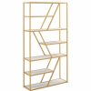 Shelving * | Inspire Q Marina Geometric Gold Finish Powder Coat Metal Bookcase