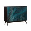 Buffets & Sideboards * | Homary Modern 40 Peacock Blue Pine Wood Buffet Sideboard With 2 Doors