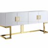 Buffets & Sideboards * | Meridian Furniture Beth Sideboard/Buffet, White, Gold Base/Handles