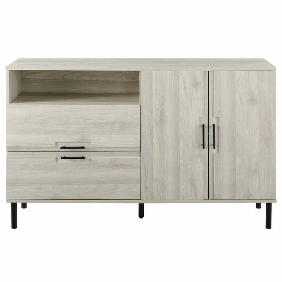 Buffets & Sideboards * | Walker Edison 56 Modern Detailed Door Frame Sideboard, Birch