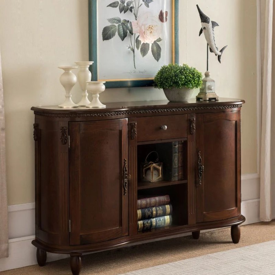 Buffets & Sideboards * | Pilaster Designs Wally Contemporary Sideboard Buffet Storage Console Table, Walnut Wood