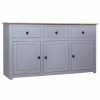 Buffets & Sideboards * | Vida Xl International B.V. Vidaxl Solid Wood Pine Sideboard Gray Panama Range Storage Cabinet Furniture