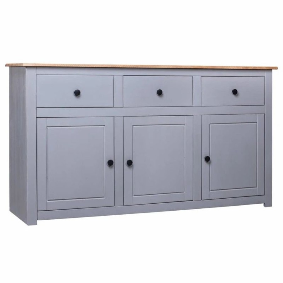 Buffets & Sideboards * | Vida Xl International B.V. Vidaxl Solid Wood Pine Sideboard Gray Panama Range Storage Cabinet Furniture