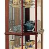 China Cabinets & Hutches * | Coaster Home Furnishings Coaster Solid Cherry Wood Glass Corner Curio Cabinet With 6 Shelves