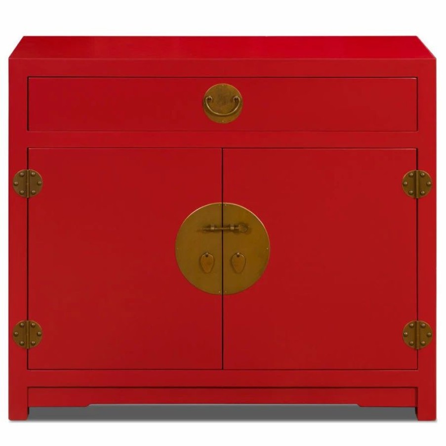 Accent Chests & Cabinets * | China Furniture And Arts Matte Red Elmwood Ming Cabinet