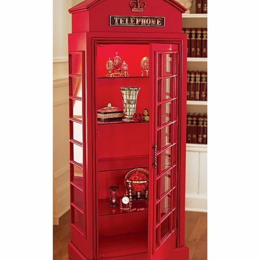 China Cabinets & Hutches * | Design Toscano British Telephone Booth Display Cabinet Frt-Nr