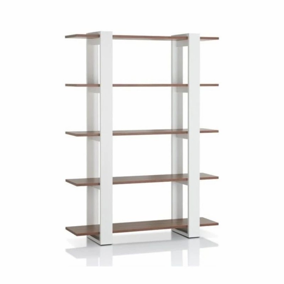 Shelving * | Furniture Of America E-Commerce By Enitial Lab Furniture Of America Bess Modern Wood 5-Shelf Bookcase In White