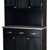 China Cabinets & Hutches * | Bowery Hill 3 Drawer Wine Rack Buffet With Hutch In Black