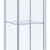 China Cabinets & Hutches * | Benjara Glass And Metal Curio Cabinet With 4 Shelves, Clear And White