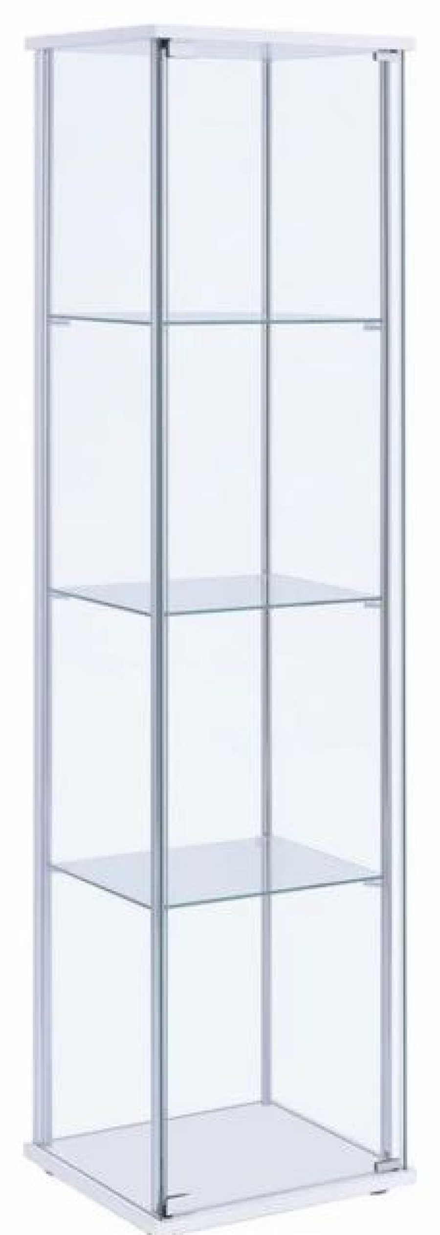 China Cabinets & Hutches * | Benjara Glass And Metal Curio Cabinet With 4 Shelves, Clear And White