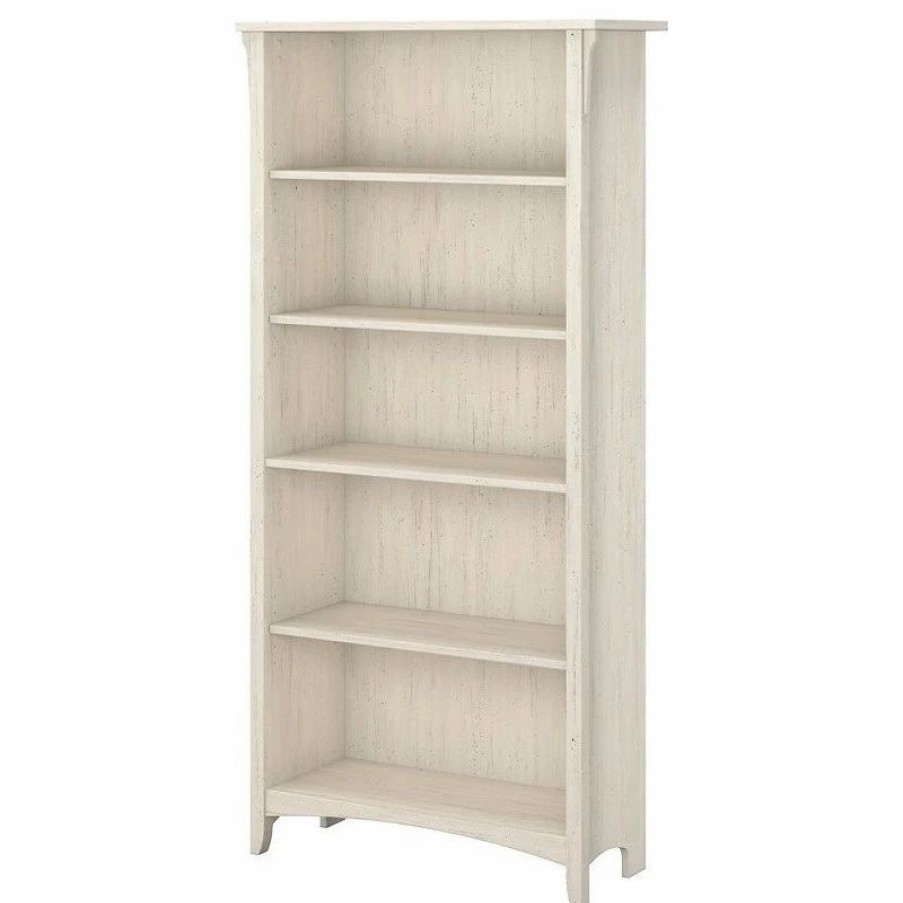 Shelving * | Pemberly Row 5 Shelf Bookcase In Antique White