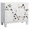 Accent Chests & Cabinets * | Brimfield & May Mediterranean Rectangular White Wooden Floral Cabinet, 30.25 X 35.44 X 16