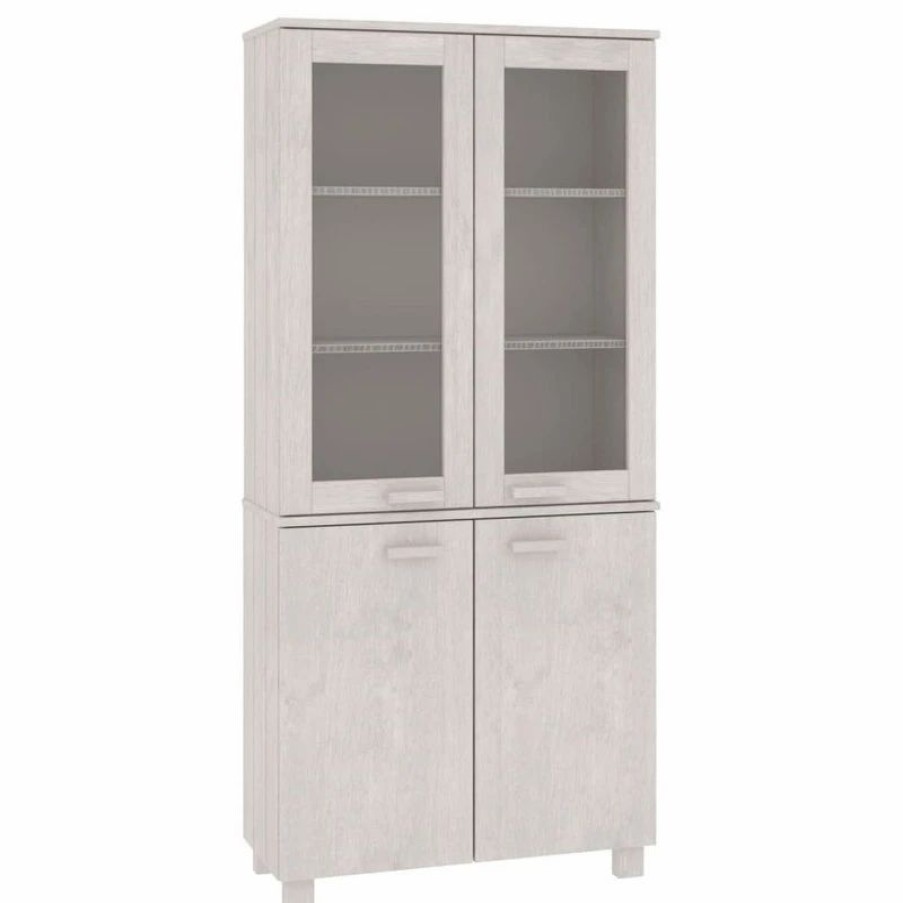 China Cabinets & Hutches * | Vida Xl International B.V. Vidaxl Solid Wood Pine Highboard White Wooden Console Side Cabinet Furniture