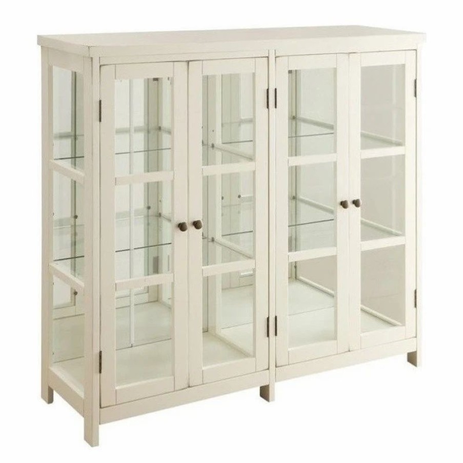 China Cabinets & Hutches * | Bowery Hill 4 Door Curio Cabinet In White