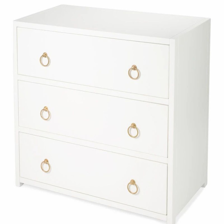 Accent Chests & Cabinets * | Butler Specialty Company Butler Lark White 3 Drawer Chest