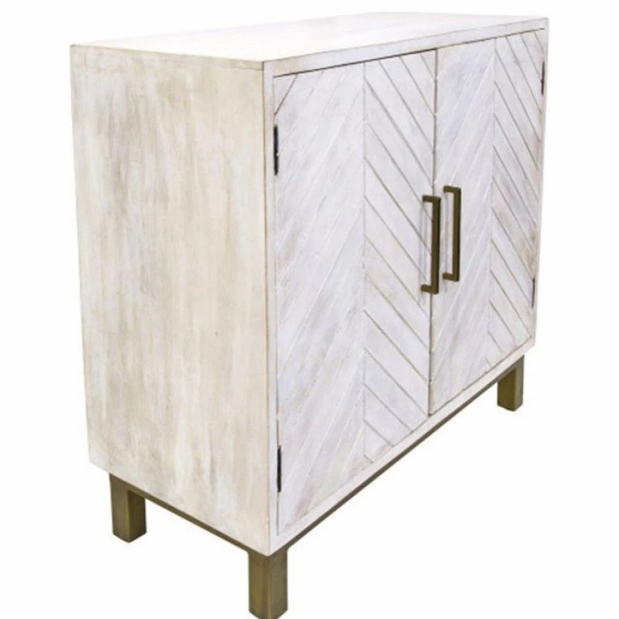 Accent Chests & Cabinets * | Yhd Yosemite Ashdla Accent Solid Mindi Wood Cabinet In White Painted Finish