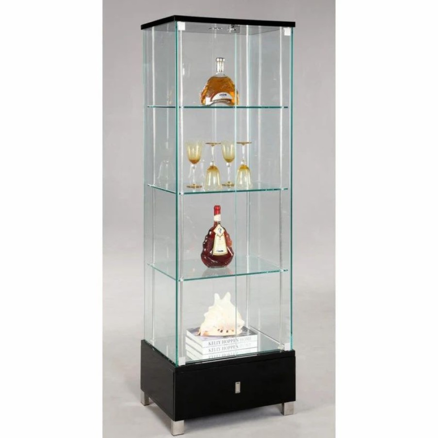 China Cabinets & Hutches * | Chintaly Imports Glass Curio, Black