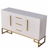 Buffets & Sideboards * | Homary 59 White Buffet Table 2 Doors & 3 Drawers Kitchen Storage Sideboard Cabinet