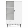 China Cabinets & Hutches * | Tvilum 1 Drawer China Cabinet With 1 Door & 1 Glass Door White Matte/Black