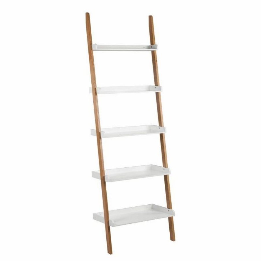 Shelving * | Truly Home Universal Expert Remus Ladder Bookshelf Modern Oak And White