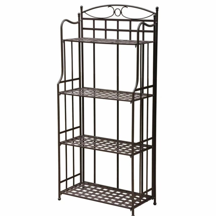 Shelving * | Pemberly Row Outdoor Iron Bakers Rack