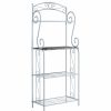 Shelving * | Pilaster Designs Destin 4 Tier Freestanding Kitchen Bakers Rack With White Metal Frame