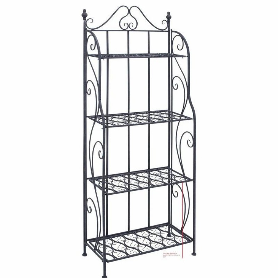 Shelving * | Brimfield & May Traditional Black Metal Bakers Rack 63376