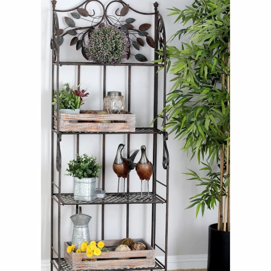 Shelving * | Brimfield & May Traditional Black Metal Bakers Rack 63376